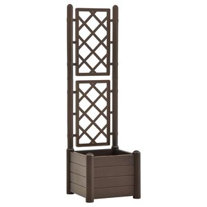 vidaXL plantekasse med espalier 43x43x142 cm PP mokkafarvet