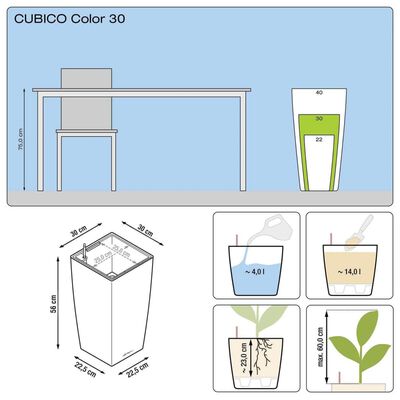 LECHUZA plantekrukke Cubico Color 30 ALL-IN-ONE skifergrå 13138