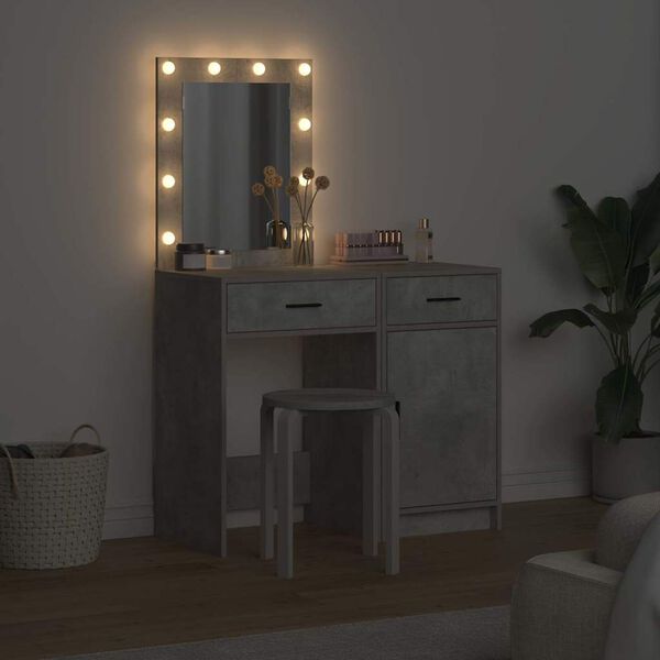 vidaXL Kl&aelig;deskab med skuffe 2 pcs Gr&aring; 50 x 41 x 135 cm Konstrueret tr&aelig;