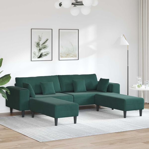 vidaXL Sofa med pude 3 pcs M&oslash;rkegr&oslash;n Fl&oslash;jl