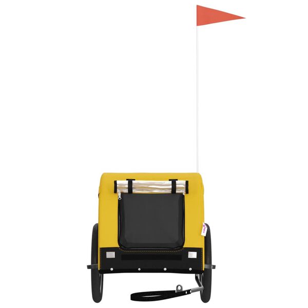 vidaXL hundetrailer til cykel oxfordstof og jern gul og sort