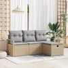 vidaXL Havesofa Sæt med pude med opbevaring 4 pcs Beige Poly rattan