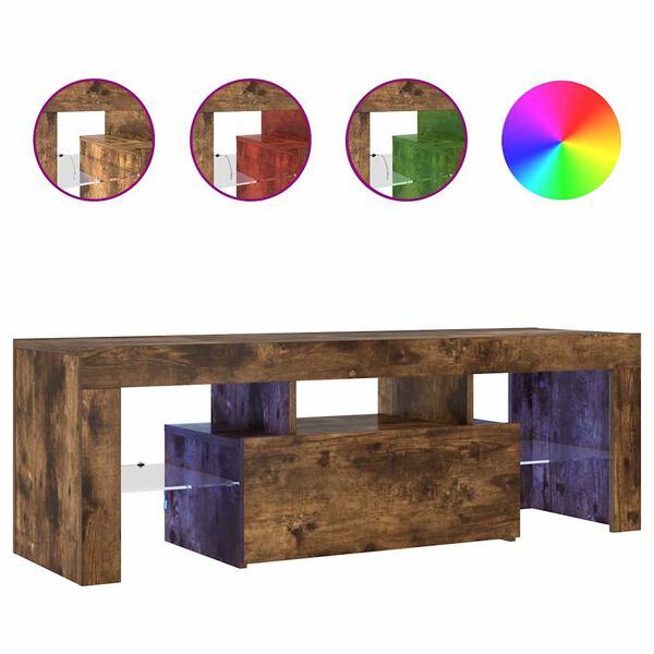 vidaXL tv-bord med LED-lys 120x35x40 cm r&oslash;get eg