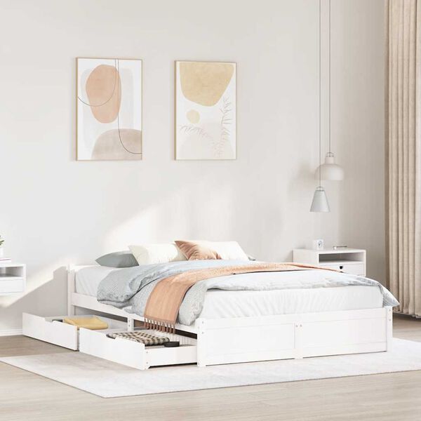 vidaXL sengeramme uden madras 120x200 cm massivt fyrretr&aelig; hvid