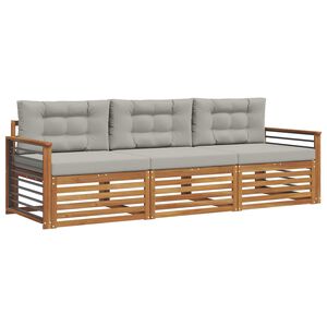 vidaXL Udend&oslash;rs sofagruppe med pude 3 pcs Naturlig og Lys Gr&aring;