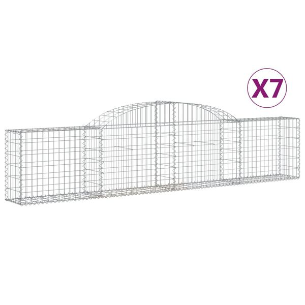 vidaXL buede gabionkurve 7 stk. 300x30x60/80 cm galvaniseret jern