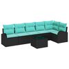 vidaXL Havesofa S&aelig;t 7 stk. Sort og turkis polyrattan