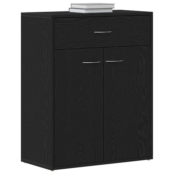 vidaXL Sideboard med skuffe Sort eg 60 x 30 x 75 cm Konstrueret træ
