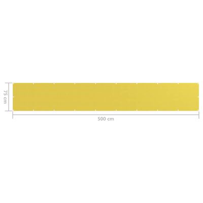 vidaXL altanafskærmning 75x500 cm HDPE gul
