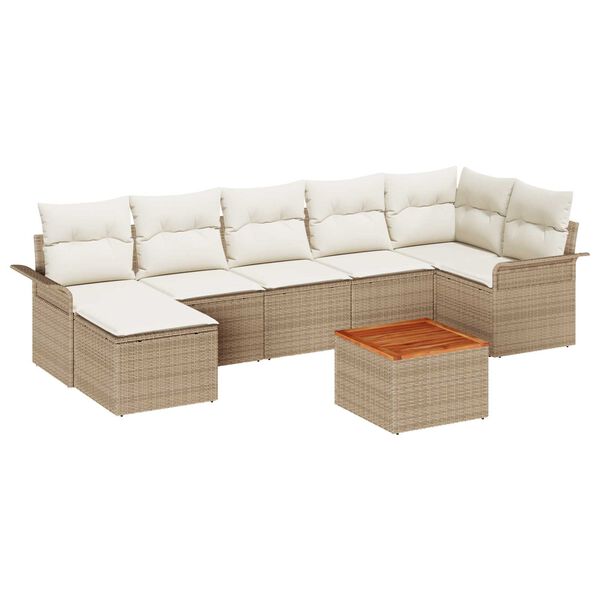 vidaXL Havesofa S&aelig;t med opbevaring 8 pcs Beige og creme polyrattan