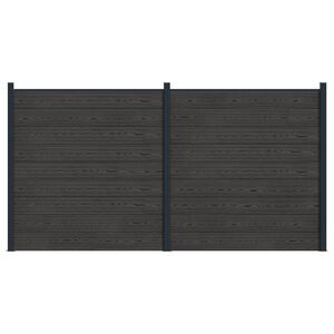 vidaXL Hegnss&aelig;t 2 pcs 353 x 186 cm WPC og Aluminium Sort