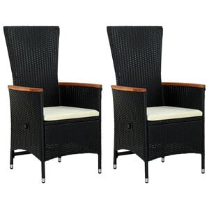 vidaXL havestole 2 stk. med hynder polyrattan sort