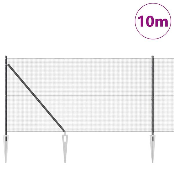 vidaXL Hegnsp&aelig;l Gr&aring; 10 x 1,4 m (12 x 12 mm net) St&aring;l og PVC