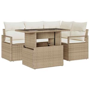 vidaXL Havesofa S&aelig;t 5 stk. 4-Antal s&aelig;der Beige og creme polyrattan