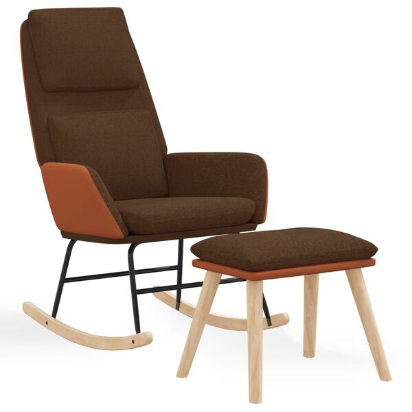 vidaXL gyngestol med fodskammel stof brun