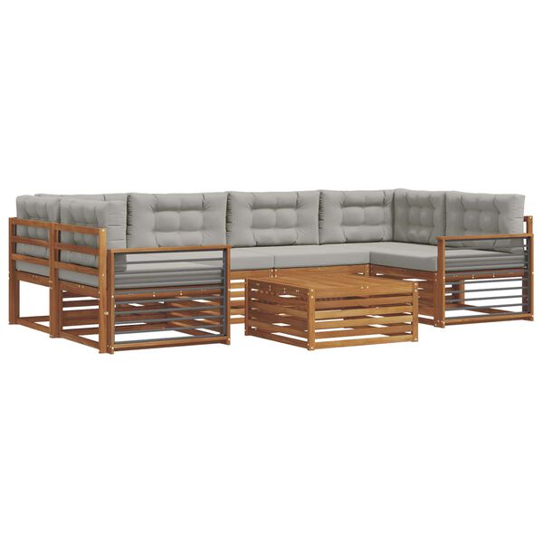 vidaXL Udend&oslash;rs sofagruppe med pude 7 pcs Naturlig og Lys Gr&aring;