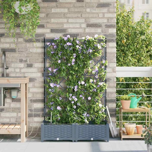 vidaXL Have Blomsterkrukke 2 pcs Lys Gr&aring; St&aring;l