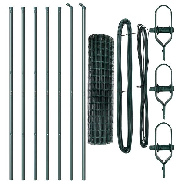 vidaXL Hegn med post Grøn 1 x 10 m Stål og PVC