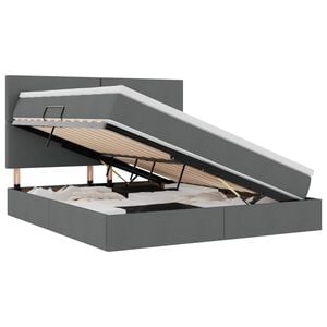 vidaXL Seng med opbevaring og madras M&oslash;rkegr&aring; 180 x 200 cm Polyester