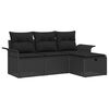vidaXL Havesofa S&aelig;t med pude med opbevaring 4 pcs Sort Poly rattan