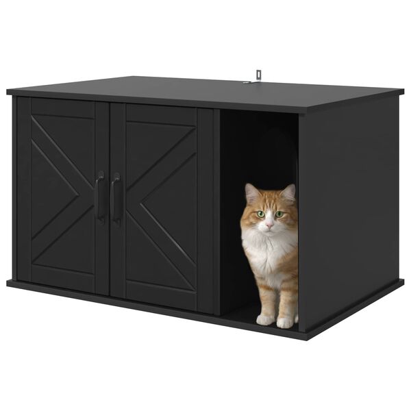 vidaXL Kat Hus Sort 85 x 55 x 50 cm Konstrueret tr&aelig;