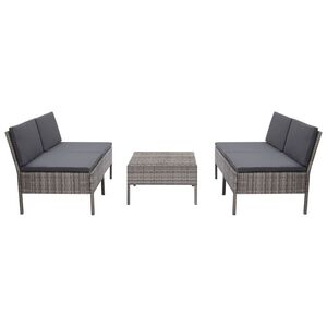 vidaXL havesofas&aelig;t 5 dele med hynder polyrattan gr&aring;