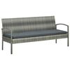 vidaXL 3-personers havesofa med hynder polyrattan gr&aring;