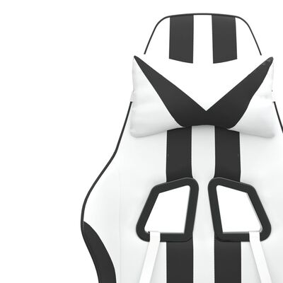 vidaXL gamingstol med fodstøtte kunstlæder hvid og sort