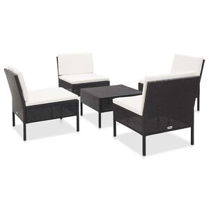 vidaXL havesofas&aelig;t med hynder 5 dele polyrattan sort
