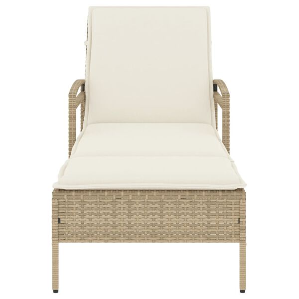 vidaXL liggestol med hynde 63x200x81 cm polyrattan beige
