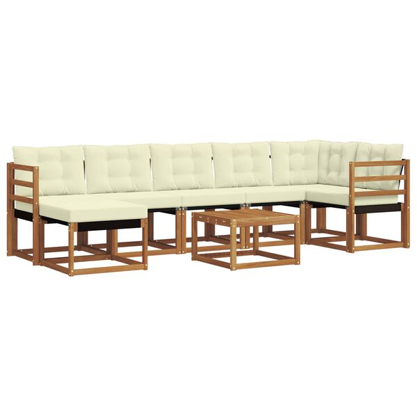 vidaXL Udend&oslash;rs sofagruppe med pude 8 pcs Naturlig og Fl&oslash;de