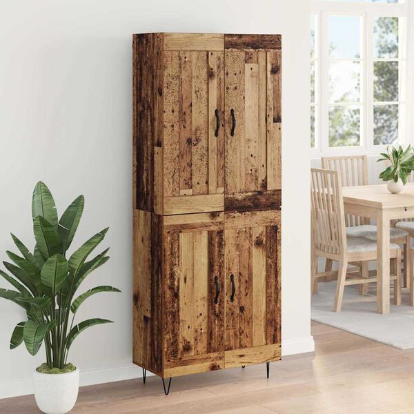 vidaXL Highboard Gammelt tr&aelig; 69,5 x 34 x 180 cm Konstrueret tr&aelig;