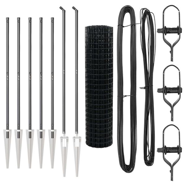 vidaXL Hegn med post Gr&aring; 1,2 x 10 m St&aring;l og PVC