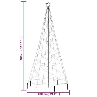 vidaXL juletræ med metalstolpe 500 LED'er 3 m flerfarvet lys