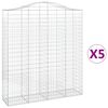 vidaXL buede gabionkurve 5 stk. 200x50x220/240 cm galvaniseret jern
