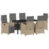 vidaXL Have Spisebordss&aelig;t 7 stk. Beige polyrattan