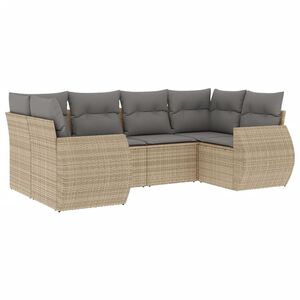 vidaXL sofas&aelig;t til haven 6 dele med hynder polyrattan beige
