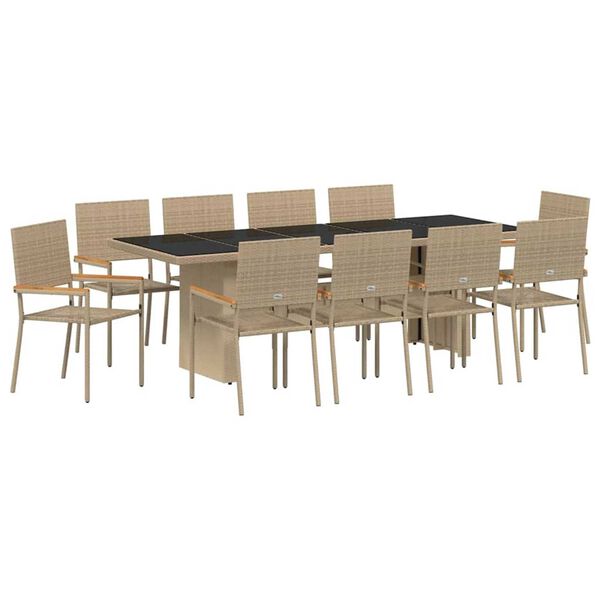 vidaXL Have Spisebordss&aelig;t 11 pcs Beige polyrattan