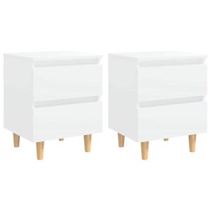 vidaXL sengeskabe med ben i massivt fyrretr&aelig; 2 stk. 40x35x50 cm hvid