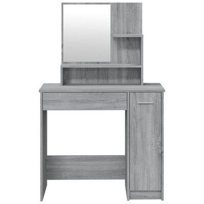 vidaXL makeupbord med spejl 86,5x35x136 cm grå sonoma-eg