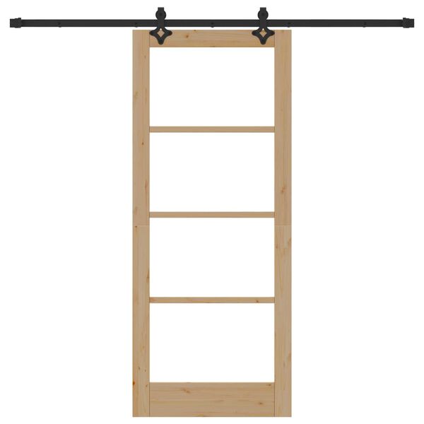 vidaXL Skyded&oslash;r Naturfarvet 83 x 202 cm Massivt fyrretr&aelig; og glas