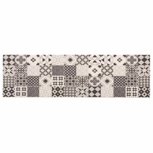 vidaXL K&oslash;kken t&aelig;ppe gr&aring; mosaik 150 x 45 cm 100% polyamid Vaskbar
