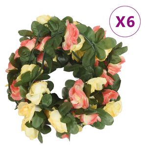 vidaXL blomsterguirlander 6 stk. 250 cm for&aring;rsfarver