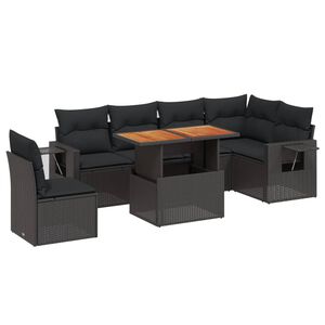 vidaXL sofas&aelig;t til haven 7 dele med hynder polyrattan sort