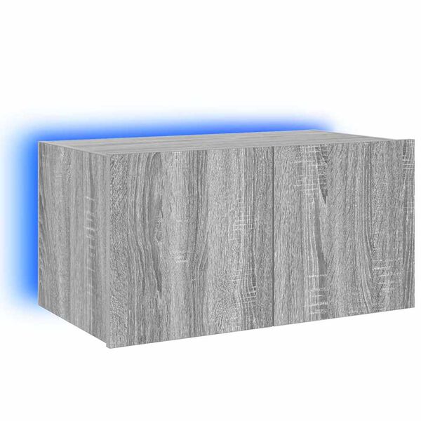 vidaXL v&aelig;gh&aelig;ngt tv-bord med LED-lys 60x35x31 cm gr&aring; sonoma-eg