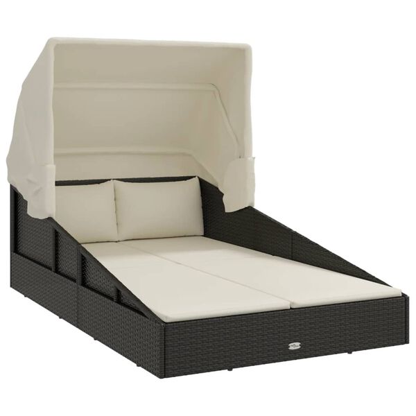 vidaXL solseng med foldbart tag 200x114x128 cm polyrattan sort