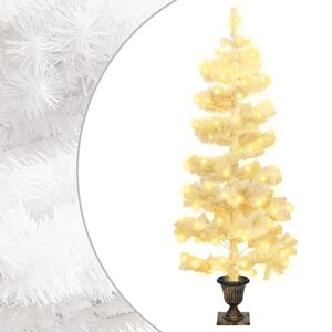 vidaXL juletr&aelig; med lys og potte PVC 120 cm hvid