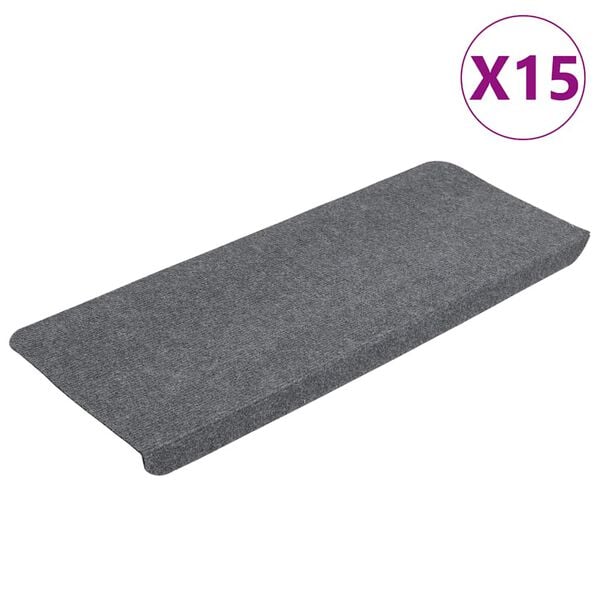 vidaXL selvkl&aelig;bende trappem&aring;tter 15 stk. 65x24,5x3,5 cm gr&aring;