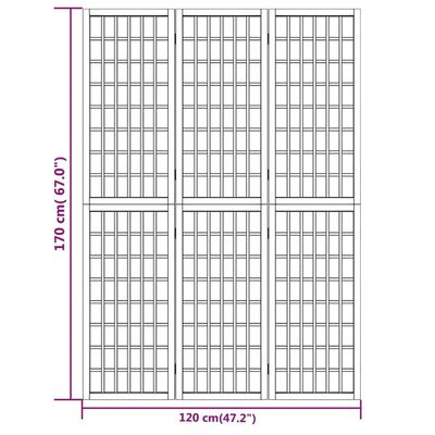 vidaXL 3-panels rumdeler 120x170 cm foldbar japansk stil hvid