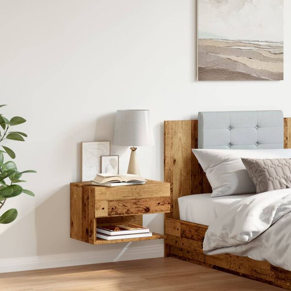 vidaXL væghængt sengebord gammelt trælook